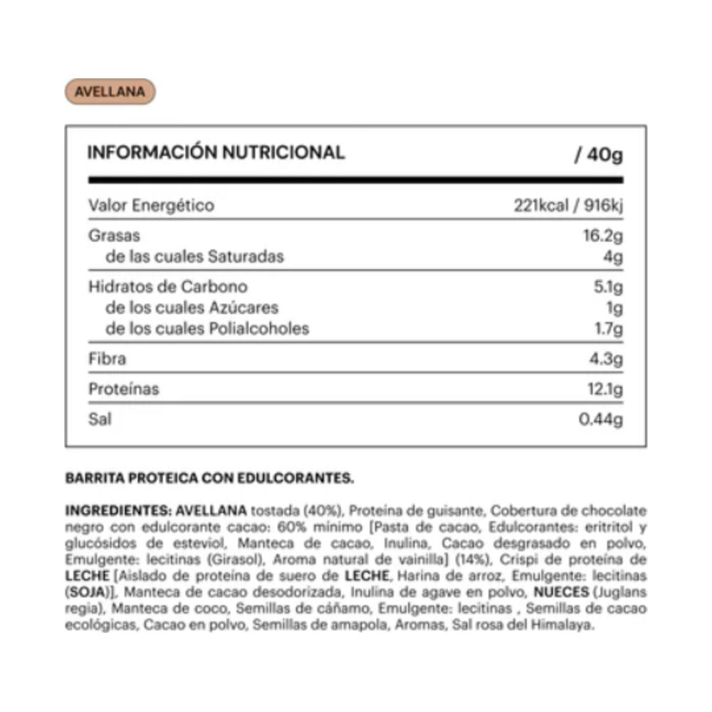 BELEVELS BARRITA KETO AVELLANA Y CHOCO NEGRO 40G