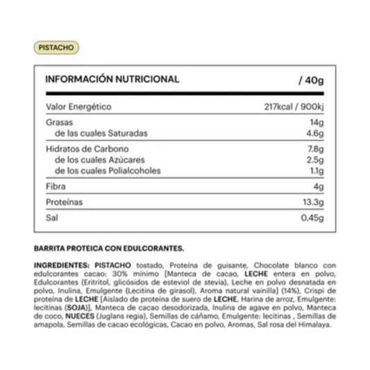 BELEVELS BARRITA KETO PISTACHO Y CHOCO BLANCO 40G