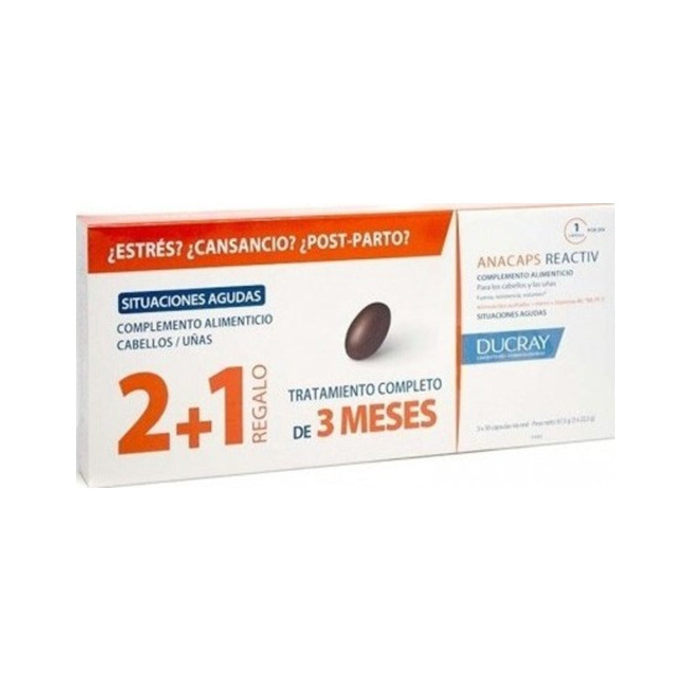 DUCRAY ANACAPS REACTIV CABELLO Y UÑAS 3 ENVASES 30 CAPSULAS