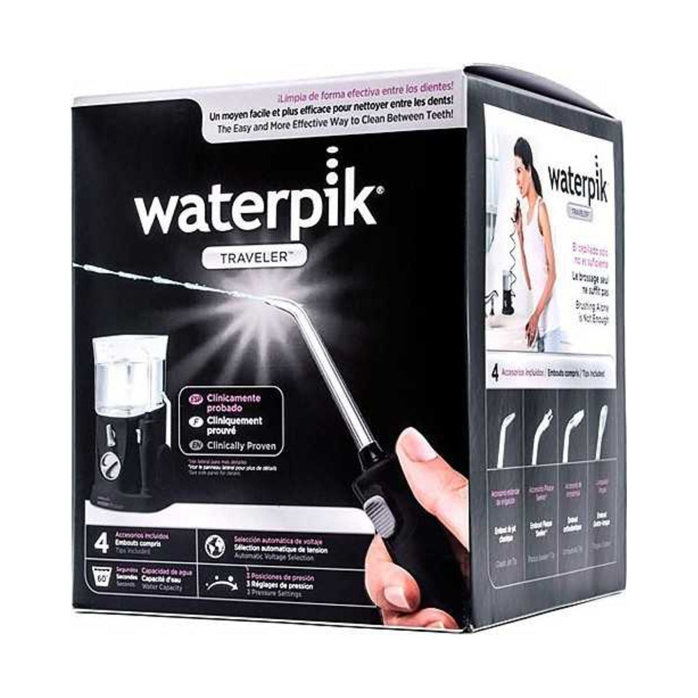 Irrigador Bucal Electrico Waterpik Wp- 300 Traveler Con Adaptador Viajes Black