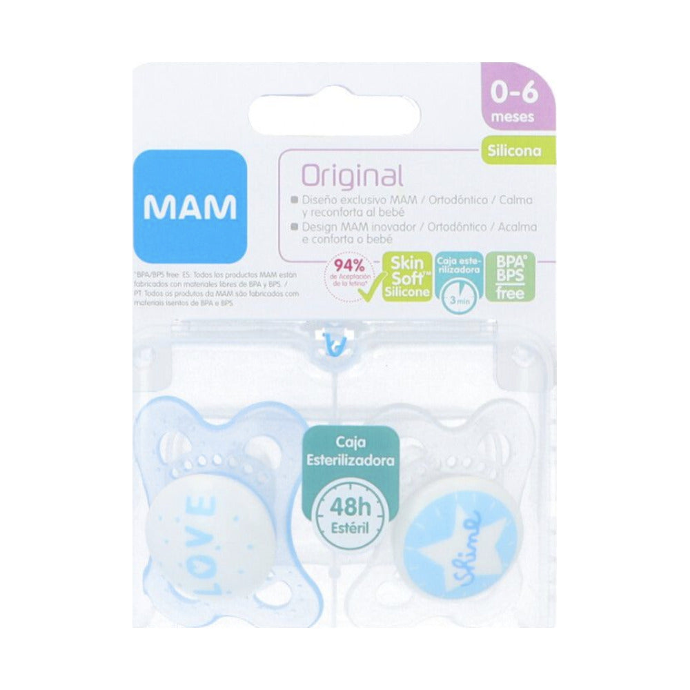 CHUPETE SILICONA FISIOLOGICO MAM ORIGINAL + 6 MESES N PACK DOBLE