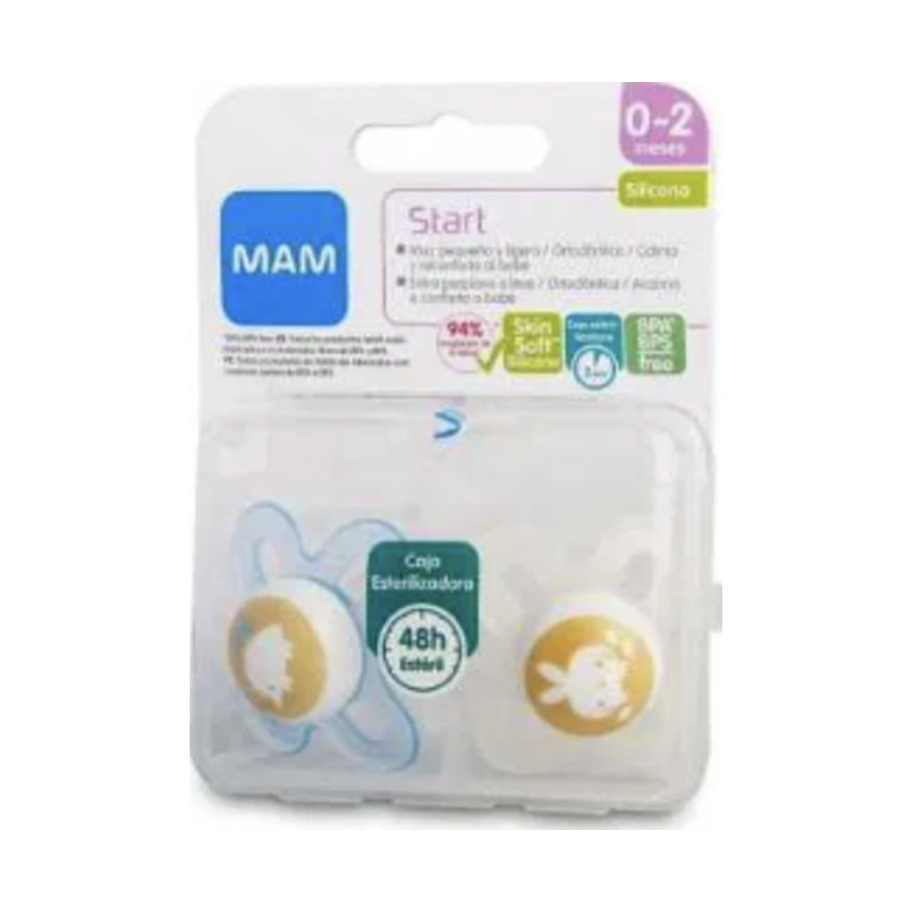 CHUPETE SILICONA MAM START 0 - 2 MESES MATT N PACK DOBLE