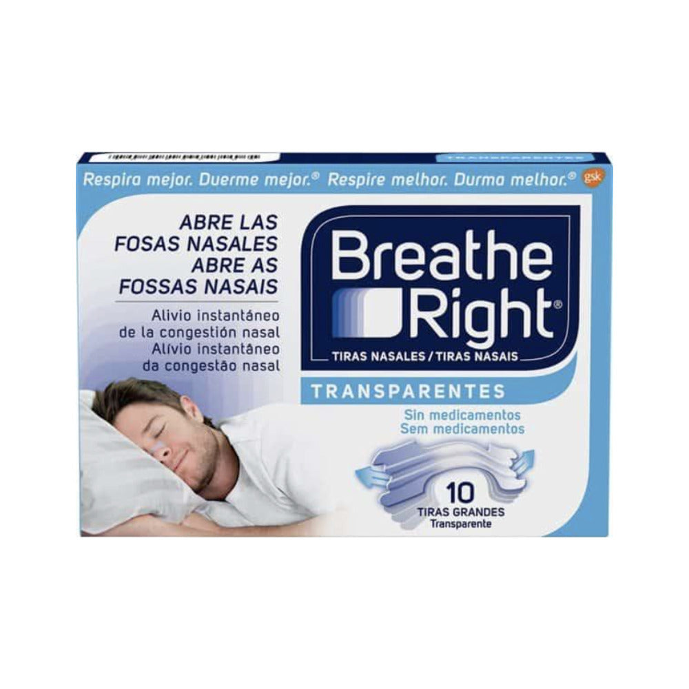 BREATHE RIGHT TRANSPARENTES 10 UNIDADES TALLA GRANDE