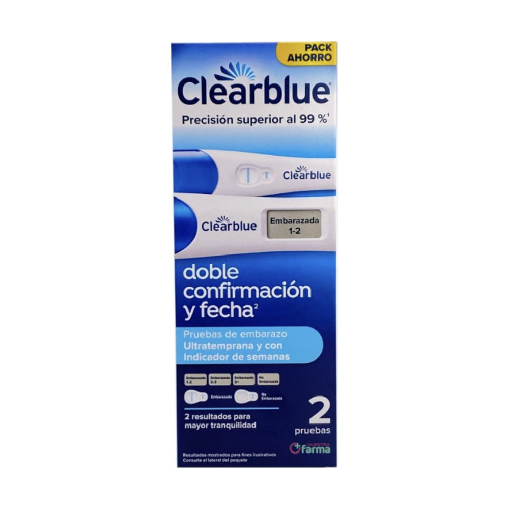 TEST DE EMBARAZO ULTRATEMPRANA + TEST DE EMBARAZO CON INDICADOR DE SEMANAS CLEARBLUE 2 UNIDADES