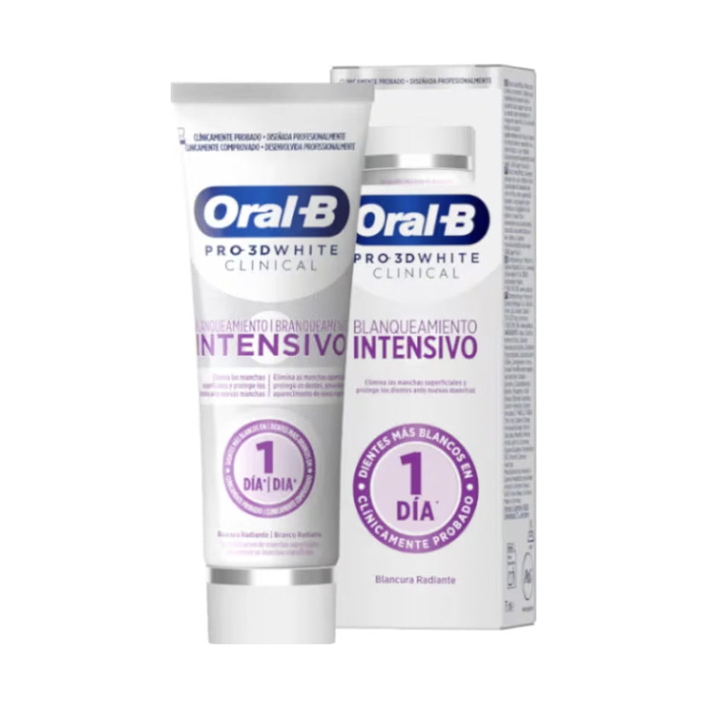 ORAL-B 3DWHITE PASTA DENTAL CLINICAL BLANCURA RADIANTE 1 TUBO 75 ML