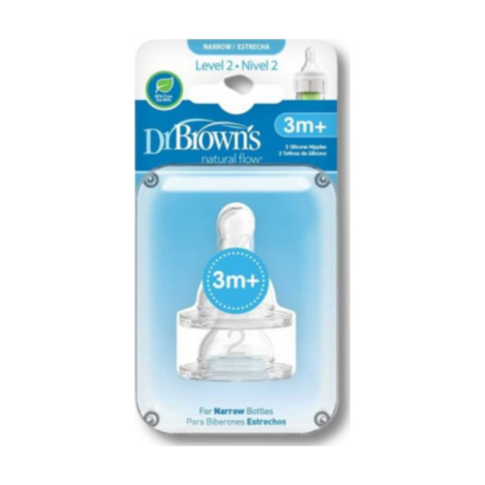 DR.BROWN´S TETINA SILICONA BOCA ESTRECHA NIVEL 2 3M+ NATURAL FLOW 2U