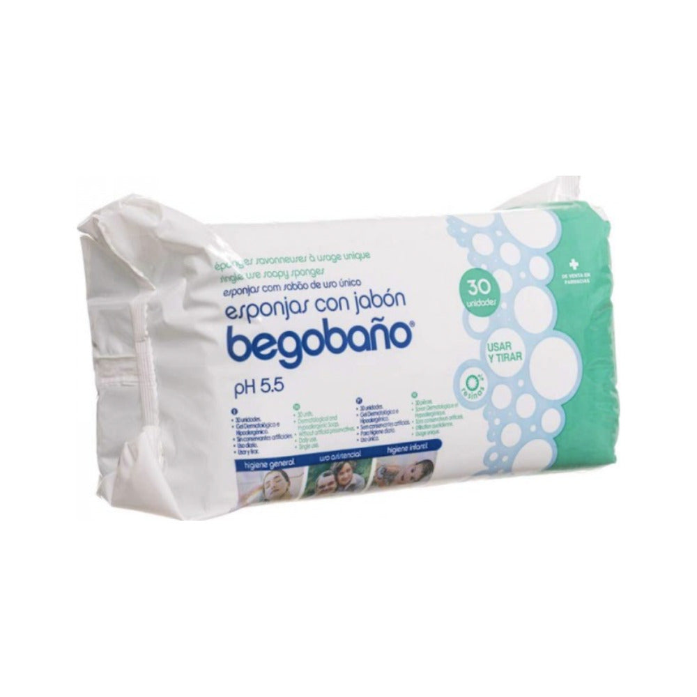 BEGOBAÑO ESPONJA ENJABONADA DESECHABLE 30 ESPONJAS