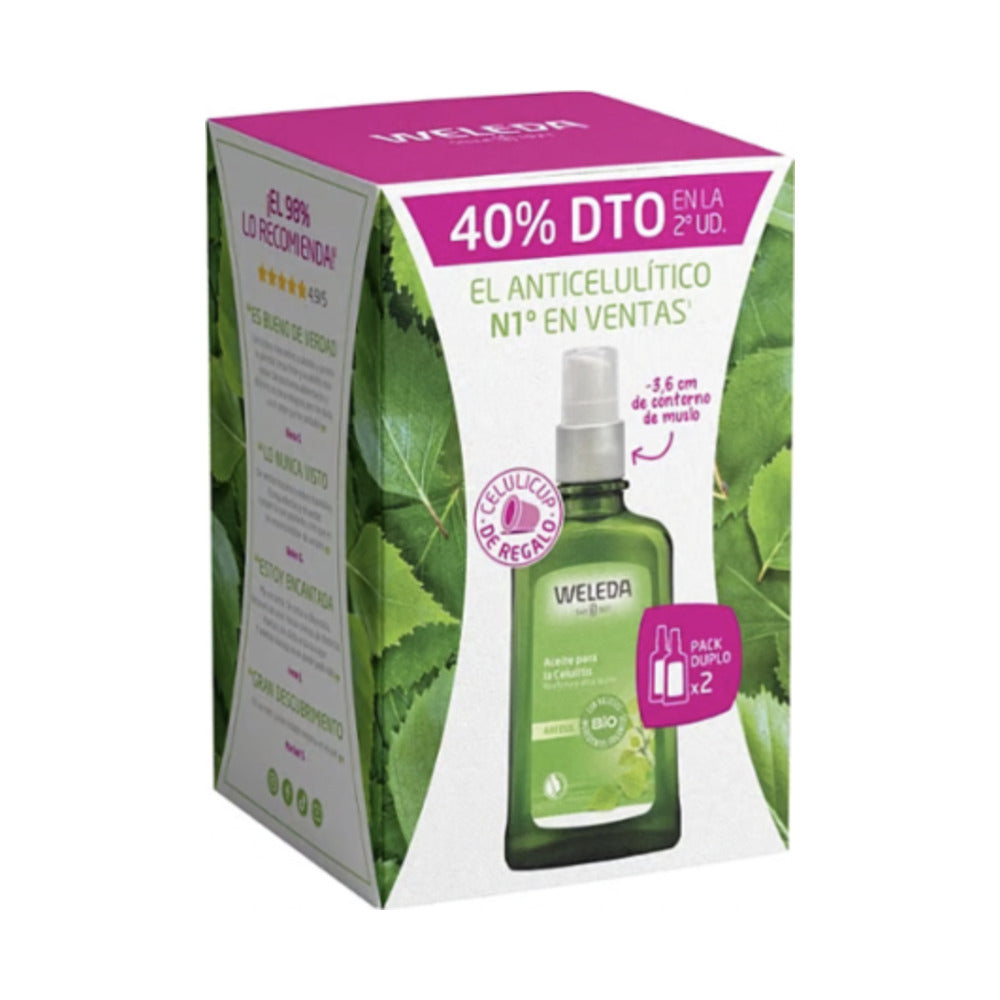 WELEDA PACK ACEITE ABEDUL PARA LA CELULITIS 2 UNIDADES +CELULICUP DE REGALO