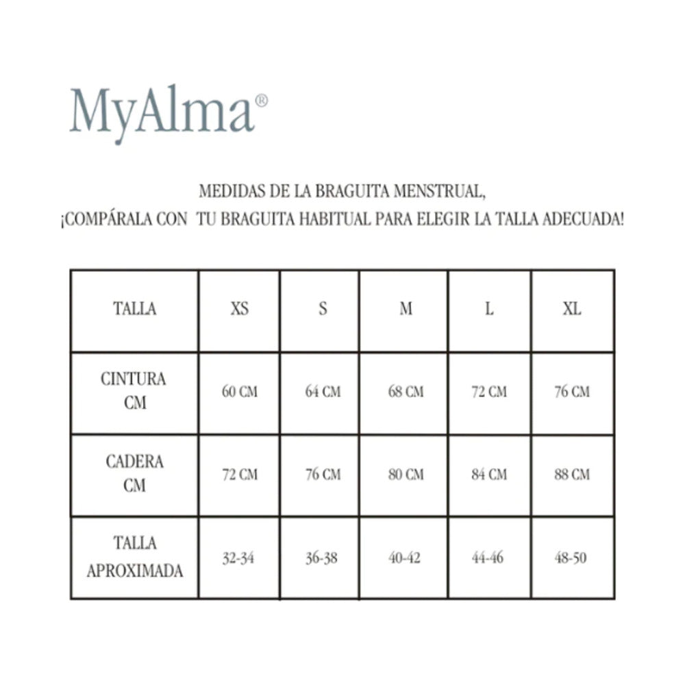 MYALMA BRAGUITA MENSTRUAL NEGRO TALLA XS
