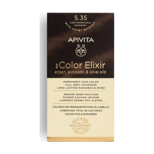 APIVITA MY COLOR ELIXIR COLOR CASTAÑO CLARO DORADO CAOBA Nº 5.35