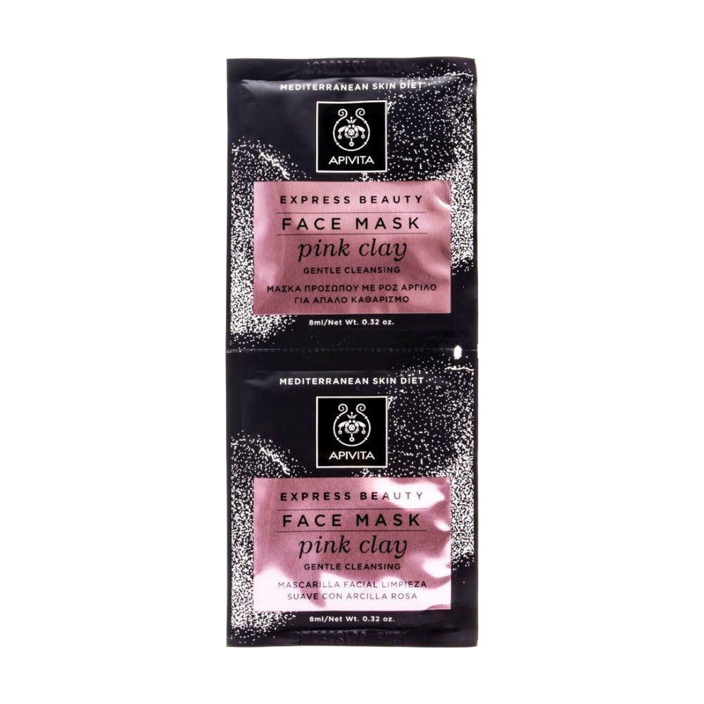 APIVITA MASCARILLA FACIAL EXPRESS BEAUTY LIMPIADOR SUAVE ARCILLA ROSA 2 SACHETS