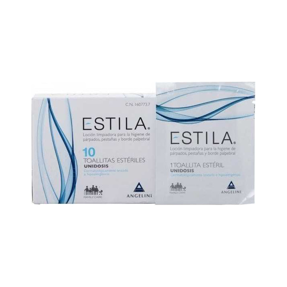ESTILA TOALLITAS ESTERILES DE UN SOLO USO HIGIENE DE PARPADOS/ PESTAÑAS Y BORDE PALPEBRAL 10 TOA