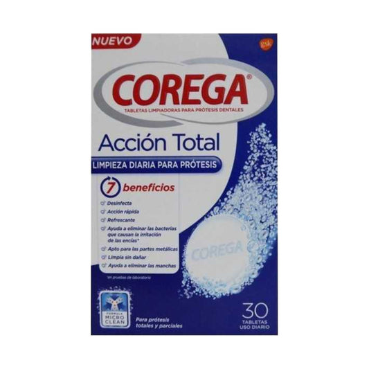COREGA ACCION TOTAL LIMPIADOR LIMPIEZA PROTESIS DENTAL 36 TABLETAS