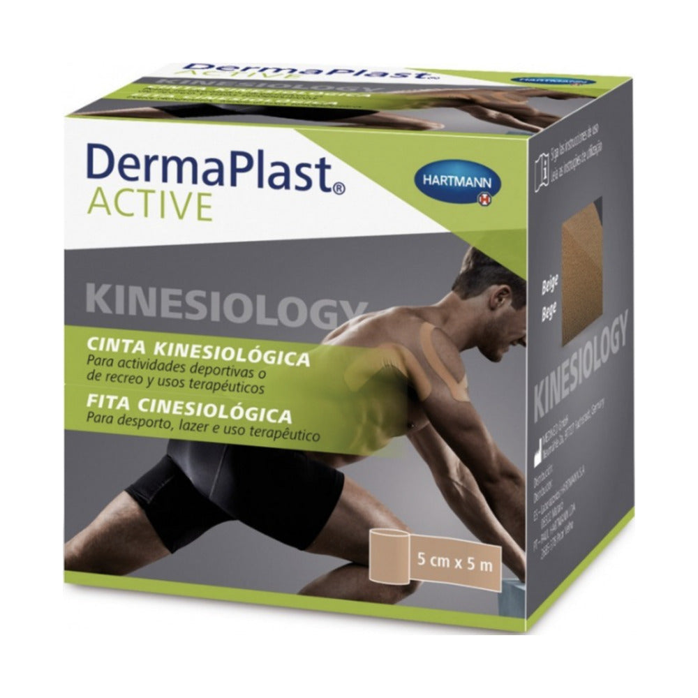CINTA KINESIOLOGICA DERMAPLAST ACTIVE 1 UNIDAD 5 M X 5 CM COLOR BEIGE