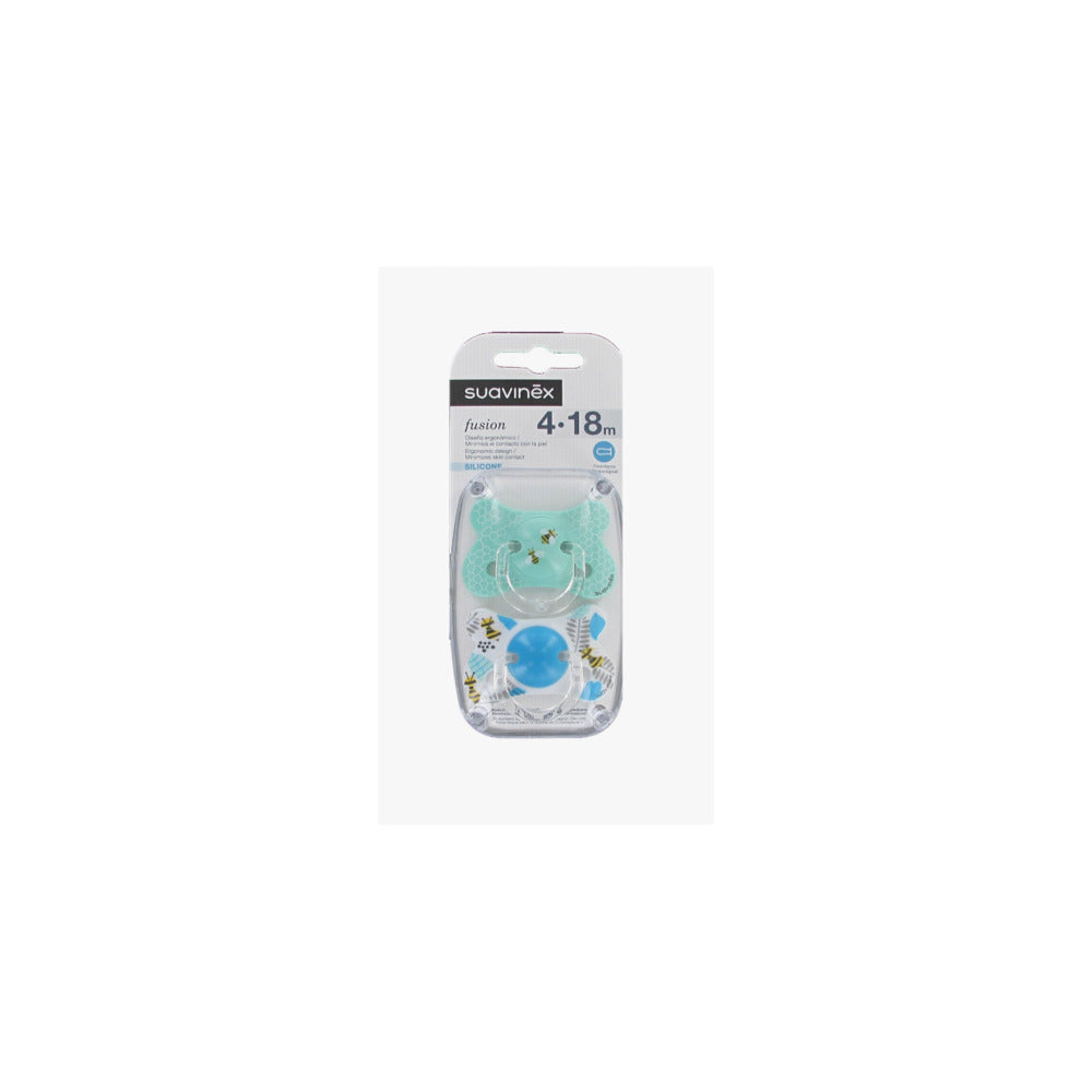 SUAVINEX CHUPETE CON TETINA FISIÓLOGICA SILICONA 4-18M 2U