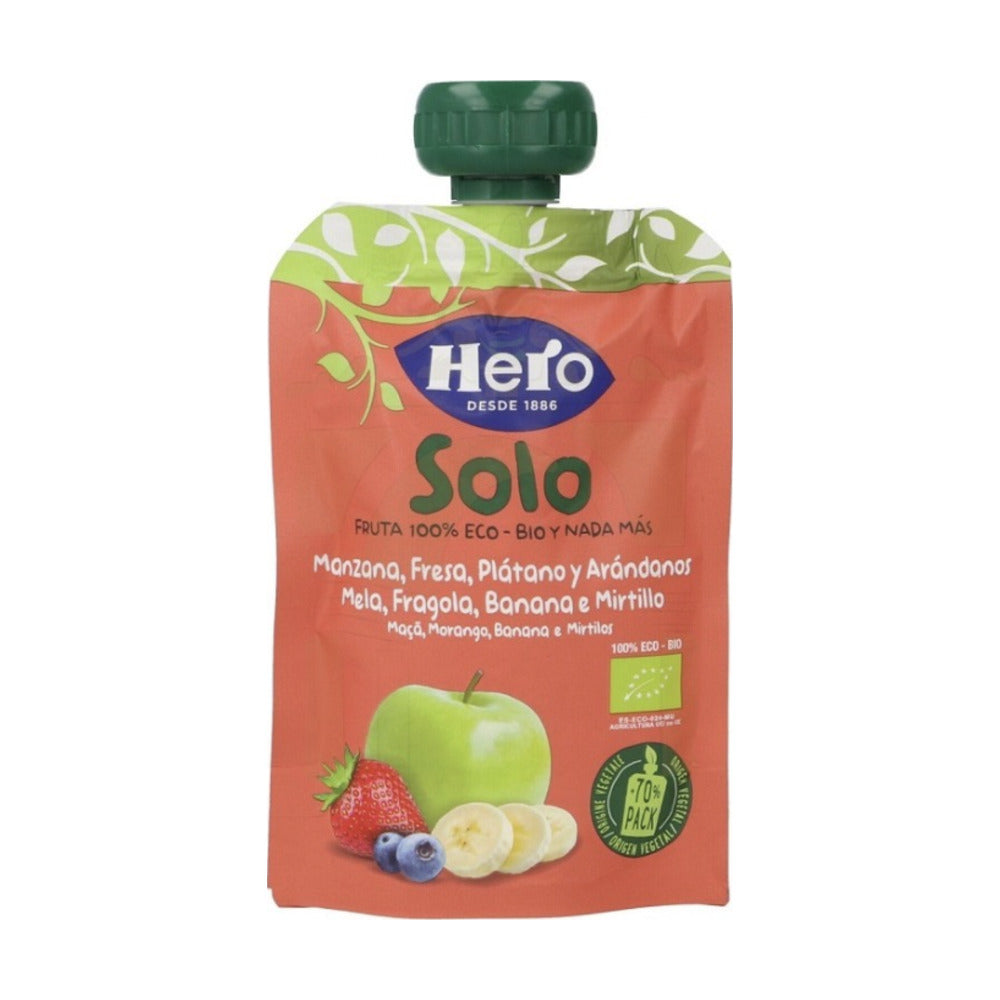 HERO BABY SOLO MANZANA, PLATANO, FRESA Y ARANDANOS 100 G
