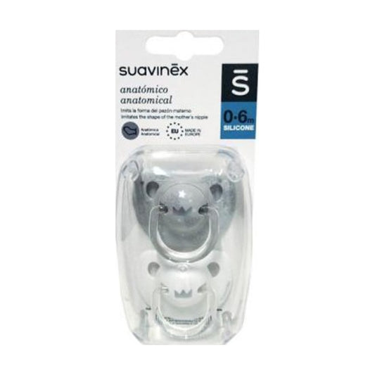 SUAVINEX CHUPETE SILICONA ANATOMICO CLASICO 0-6 MESES 2 UNIDADES