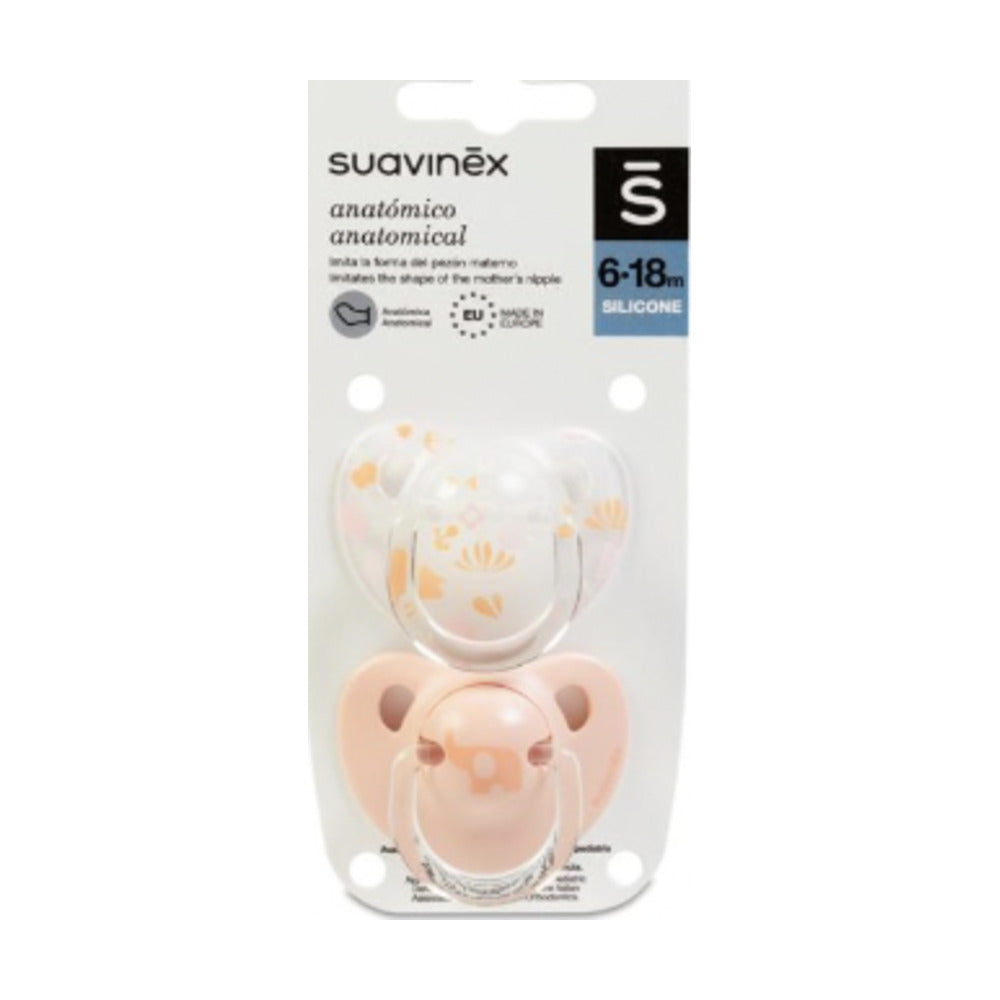 SUAVINEX CHUPETE SILICONA ANATOMICO CLASICO 6-18 MESES 2 UNIDADES