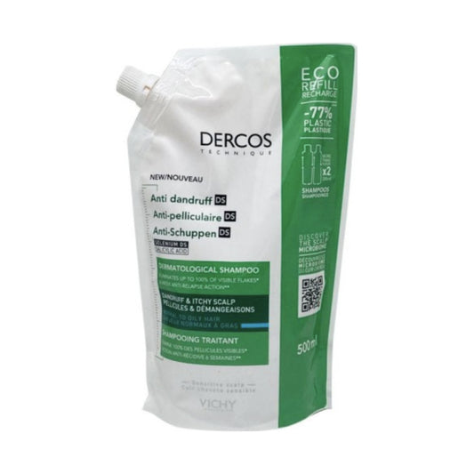 DERCOS REFILL CHAMPU ANTICASPA CABELLO GRASO 500 ML