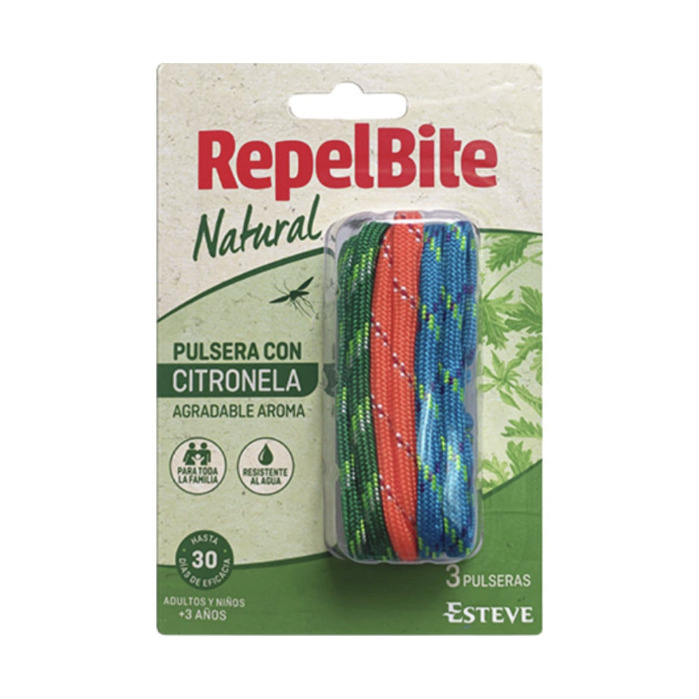 REPEL BITE NATURAL PULSERA DE CUERDA CON CITRONELA 3 UNIDADES