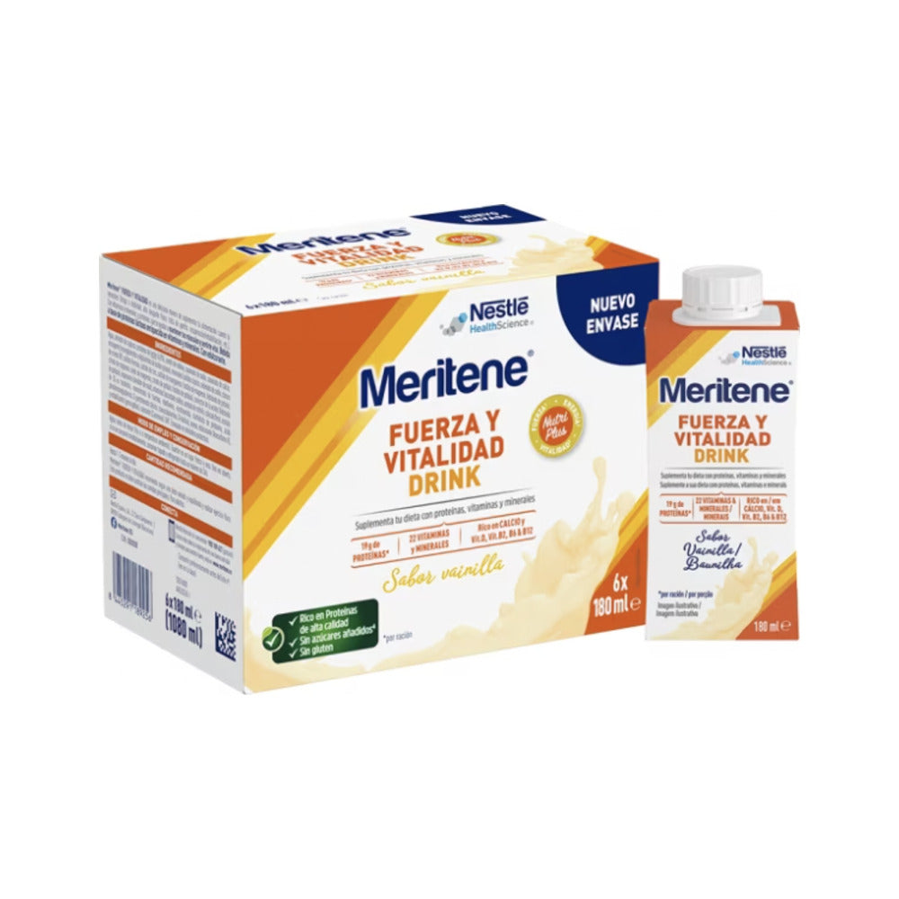 MERITENE FUERZA Y VITALIDAD DRINK  6 BOTELLAS 180 ML SABOR VAINILLA