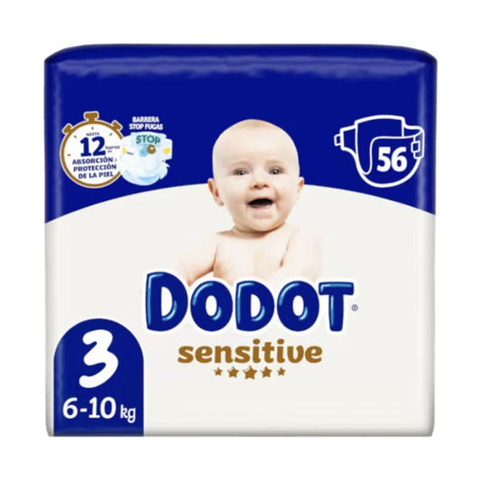 PAÑAL INFANTIL DODOT SENSITIVE TALLA 3 6-10 KG 56 UNIDADES