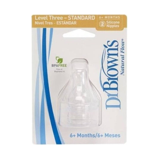 DR.BROWN´S TETINA SILICONA BOCA ESTRECHA NIVEL 3 6M+ NATURAL FLOW 2U