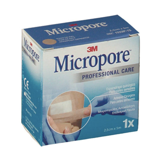ESPARADRAPO HIPOALERGICO MICROPORE PAPEL MICROPORE-P (1533) 1 UNIDAD 5 M X 2,5 CM